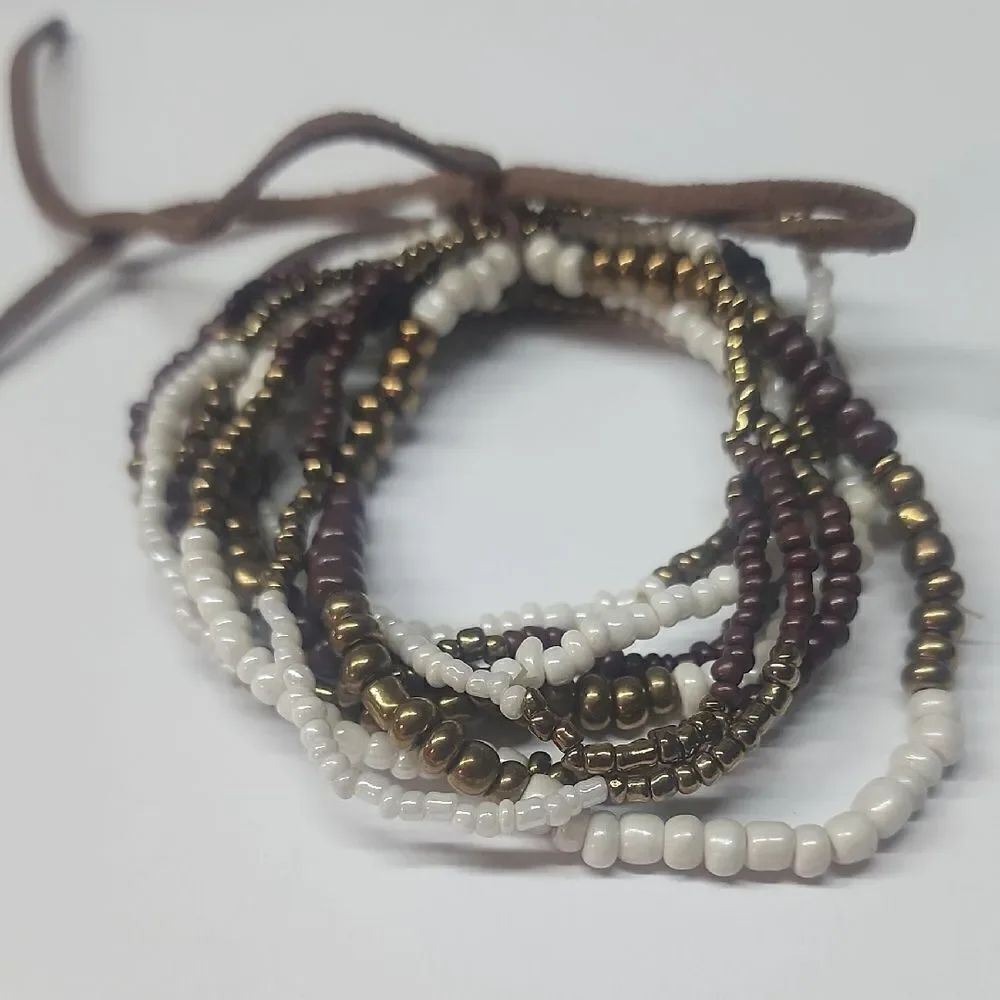 Multicolor Beaded Bracelets white brown